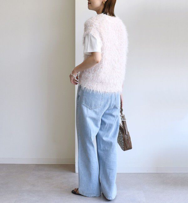 SHIPS for women「【WEB限定】〈手洗い可能〉チュール フェザー MIX ニット ベスト」|ベスト・ジレ|