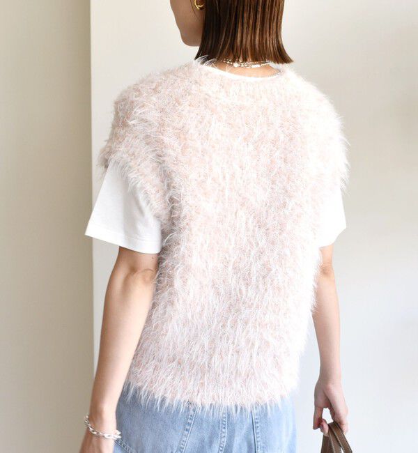 SHIPS for women「【WEB限定】〈手洗い可能〉チュール フェザー MIX ニット ベスト」|ベスト・ジレ|