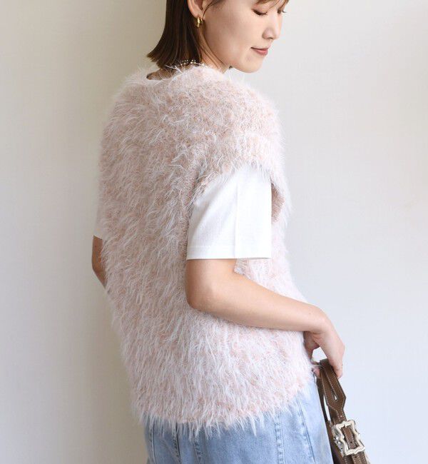 SHIPS for women「【WEB限定】〈手洗い可能〉チュール フェザー MIX ニット ベスト」|ベスト・ジレ|