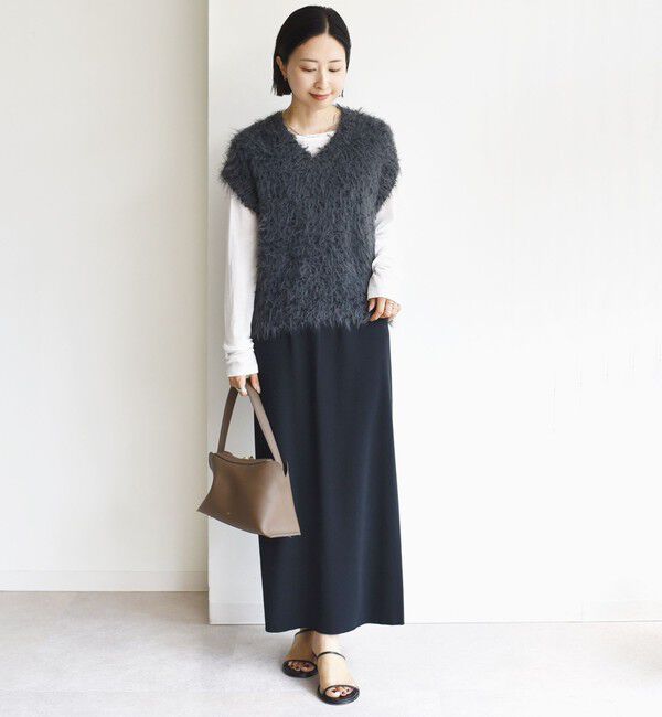 SHIPS for women「【WEB限定】〈手洗い可能〉チュール フェザー MIX ニット ベスト」|ベスト・ジレ|
