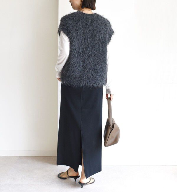 SHIPS for women「【WEB限定】〈手洗い可能〉チュール フェザー MIX ニット ベスト」|ベスト・ジレ|