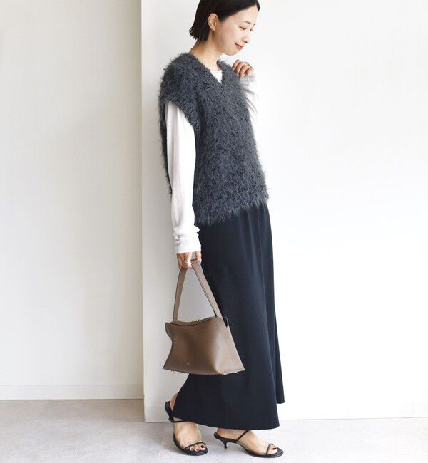 SHIPS for women「【WEB限定】〈手洗い可能〉チュール フェザー MIX ニット ベスト」|ベスト・ジレ|