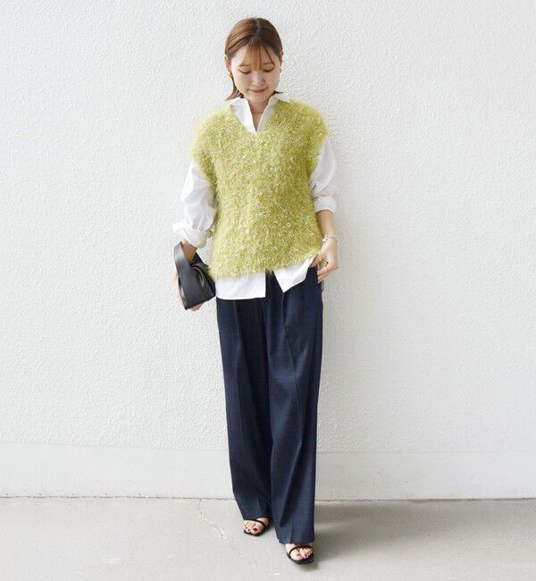 SHIPS for women「【WEB限定】〈手洗い可能〉チュール フェザー MIX ニット ベスト」|ベスト・ジレ|