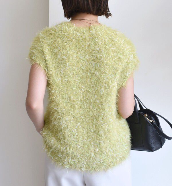 SHIPS for women「【WEB限定】〈手洗い可能〉チュール フェザー MIX ニット ベスト」|ベスト・ジレ|