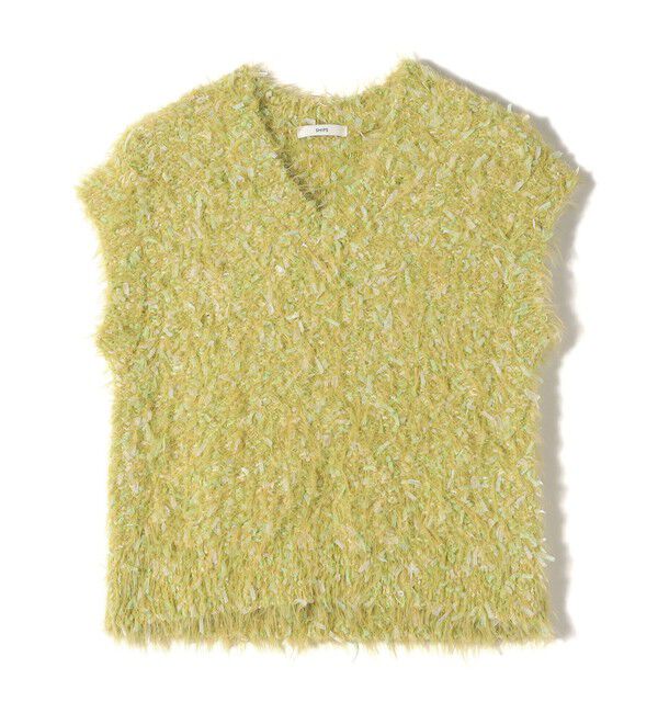 SHIPS for women「【WEB限定】〈手洗い可能〉チュール フェザー MIX ニット ベスト」|ベスト・ジレ|