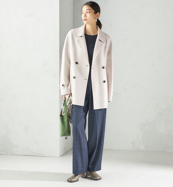 SHIPS for women「SUPER140 ダブル フェイス ショート コート」|ピーコート|