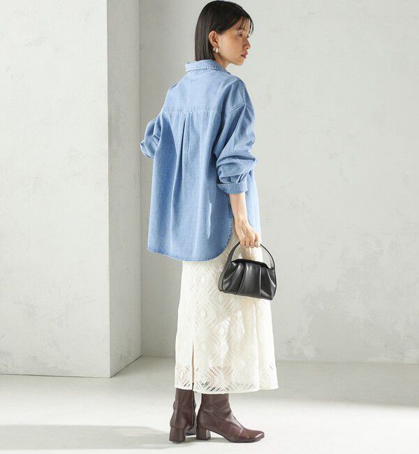 SHIPS for women「〈手洗い可能〉ラッセル レース ウエスト ギャザー タイト スカート」|スカート|