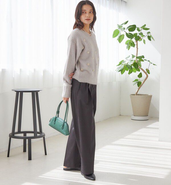 SHIPS for women「〈手洗い可能〉フォックス ビジュー Vネック ニット」|ニット・セーター|