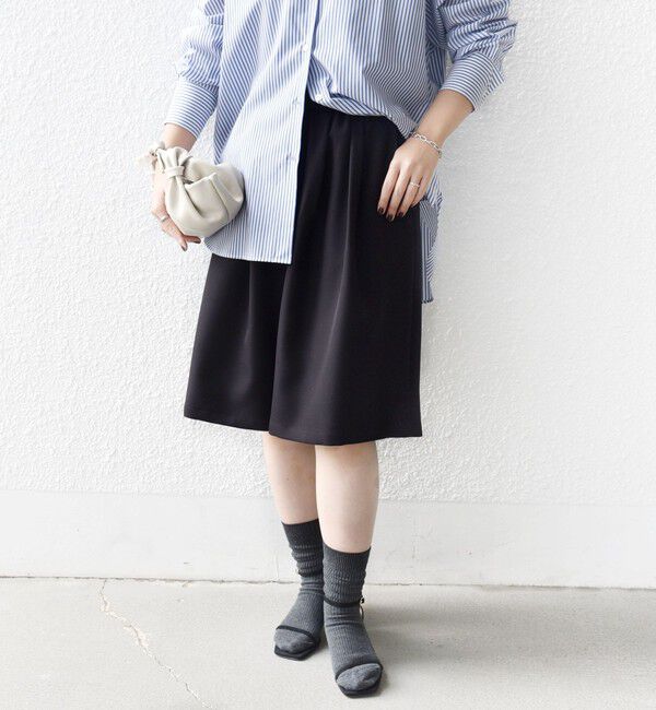 SHIPS for women「〈洗濯機可能〉ドロスト タック ハーフ パンツ」|その他|ブラック