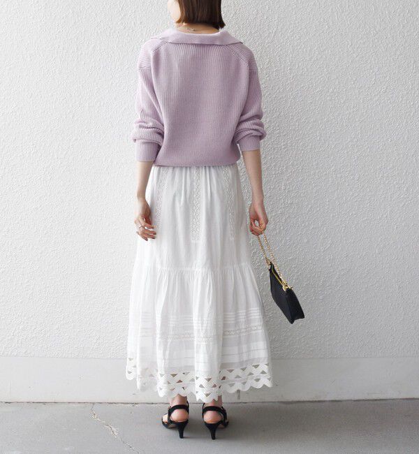 SHIPS any「SHIPS any:〈手洗い可能〉コットン ミックス スキッパー ポロ ニット プルオーバー」|ニット・セーター|