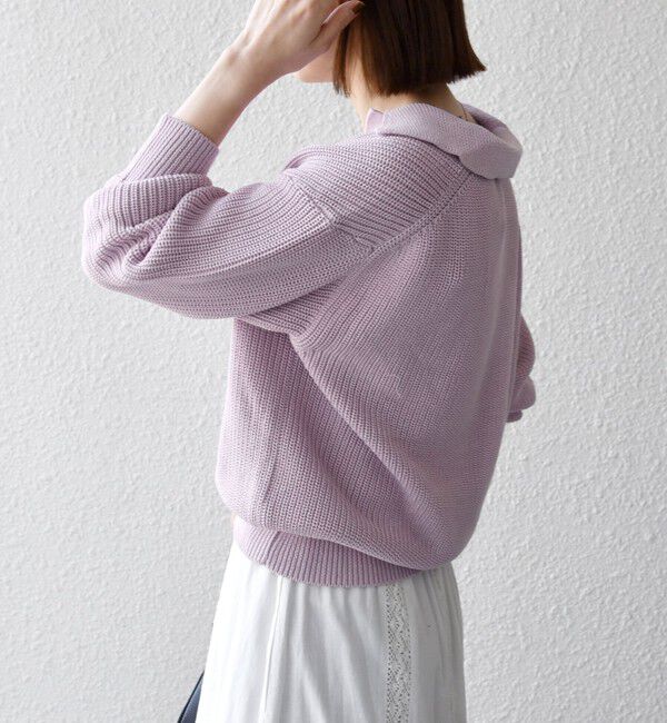 SHIPS any「SHIPS any:〈手洗い可能〉コットン ミックス スキッパー ポロ ニット プルオーバー」|ニット・セーター|