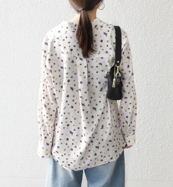 SHIPS any「SHIPS any:〈洗濯機可能〉フラワー プリント レース オープンカラー シャツ」|シャツ・ブラウス|