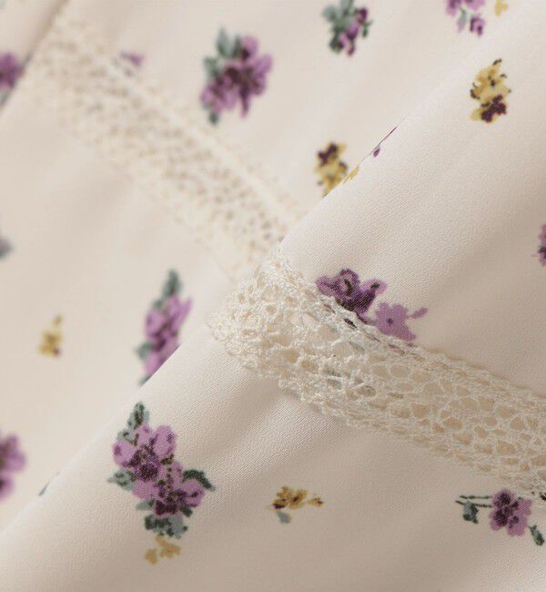 SHIPS any「SHIPS any:〈洗濯機可能〉フラワー プリント レース オープンカラー シャツ」|シャツ・ブラウス|