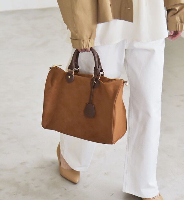 quaranciel「quaranciel: 2way チャーム ビッグ ボストン バッグ」|ボストンバッグ|キャメル