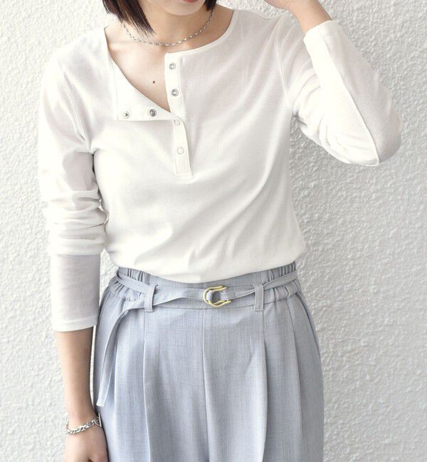 SHIPS Colors 「SHIPS Colors:〈手洗い可能〉シアー ドライタッチ ヘンリーネック TEE◇」|Tシャツ・カットソー|