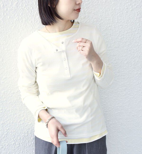 SHIPS Colors 「SHIPS Colors:〈手洗い可能〉シアー ドライタッチ ヘンリーネック TEE◇」|Tシャツ・カットソー|