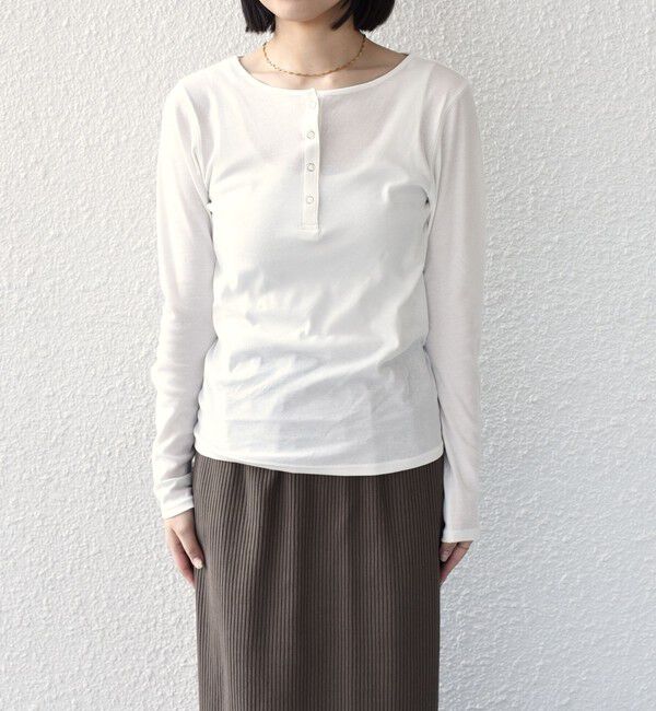 SHIPS Colors 「SHIPS Colors:〈手洗い可能〉シアー ドライタッチ ヘンリーネック TEE◇」|Tシャツ・カットソー|