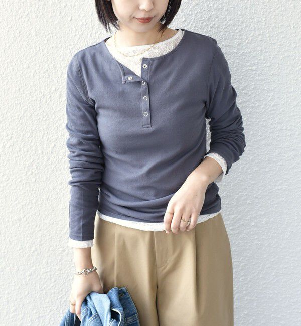 SHIPS Colors 「SHIPS Colors:〈手洗い可能〉シアー ドライタッチ ヘンリーネック TEE◇」|Tシャツ・カットソー|