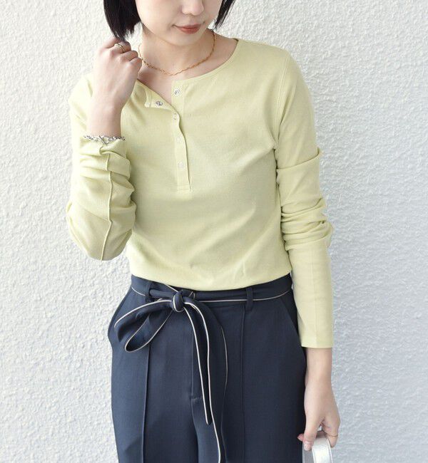 SHIPS Colors 「SHIPS Colors:〈手洗い可能〉シアー ドライタッチ ヘンリーネック TEE◇」|Tシャツ・カットソー|クリーム