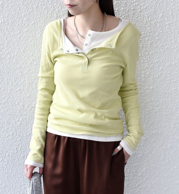 SHIPS Colors 「SHIPS Colors:〈手洗い可能〉シアー ドライタッチ ヘンリーネック TEE◇」|Tシャツ・カットソー|