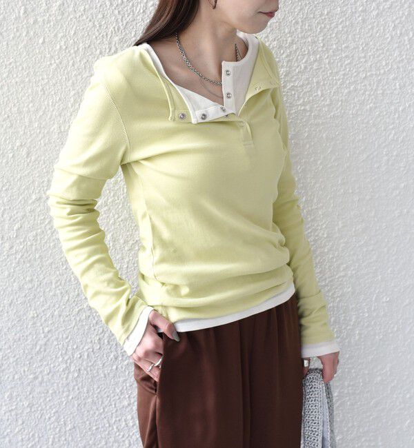 SHIPS Colors 「SHIPS Colors:〈手洗い可能〉シアー ドライタッチ ヘンリーネック TEE◇」|Tシャツ・カットソー|