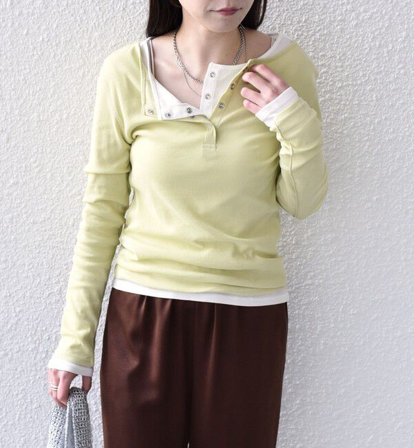 SHIPS Colors 「SHIPS Colors:〈手洗い可能〉シアー ドライタッチ ヘンリーネック TEE◇」|Tシャツ・カットソー|