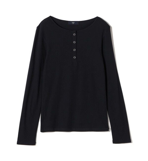 SHIPS Colors 「SHIPS Colors:〈手洗い可能〉シアー ドライタッチ ヘンリーネック TEE◇」|Tシャツ・カットソー|ネイビー