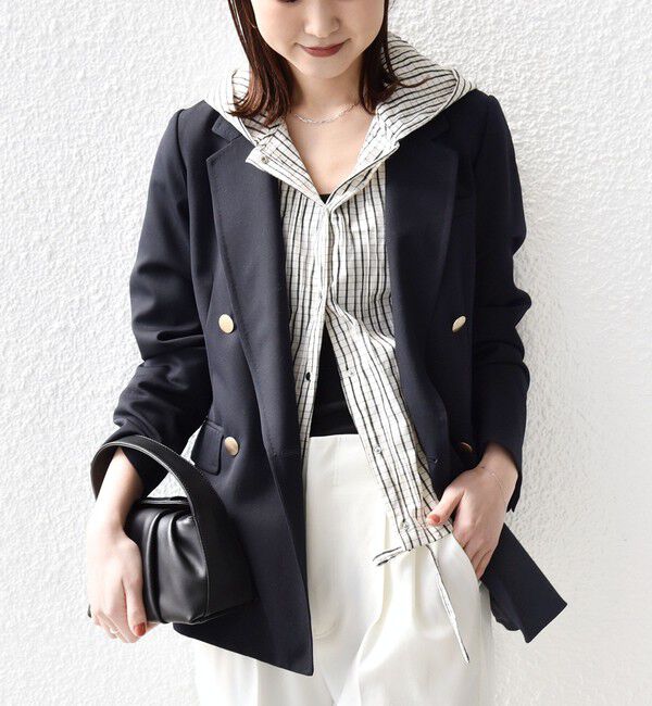 SHIPS for women「【WEB限定】〈手洗い可能〉ストライプ フード 羽織り シャツ」|シャツ・ブラウス|