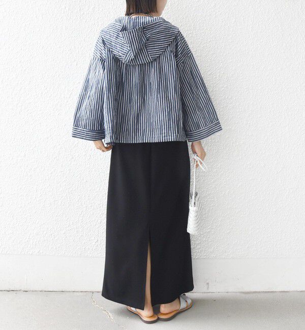 SHIPS for women「【WEB限定】〈手洗い可能〉ストライプ フード 羽織り シャツ」|シャツ・ブラウス|