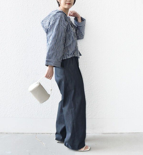 SHIPS for women「【WEB限定】〈手洗い可能〉ストライプ フード 羽織り シャツ」|シャツ・ブラウス|