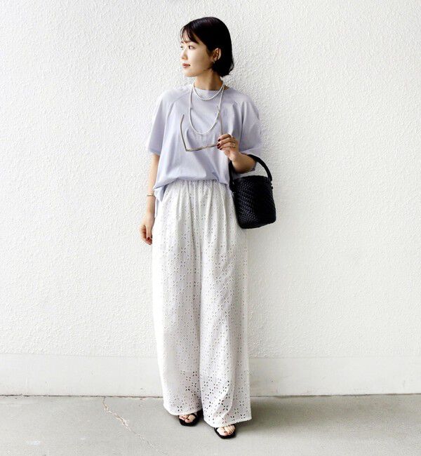 SHIPS for women「《予約》〈手洗い可能〉ボーダー / ソリッド 袖ギャザー ショートスリーブ プルオーバー」|Tシャツ・カットソー|