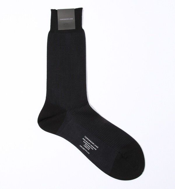 TOMORROWLAND GOODS「TOMORROWLAND コットンナイロン ストライプソックス」|ソックス|ブラック