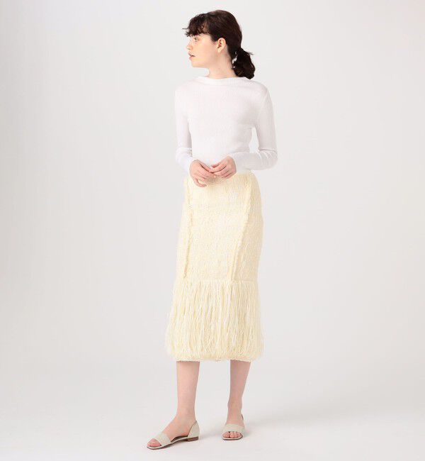 DES PRES「フリンジラフツイード タイトミディスカート」|タイト|