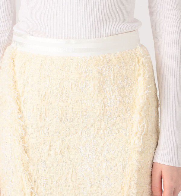 DES PRES「フリンジラフツイード タイトミディスカート」|タイト|