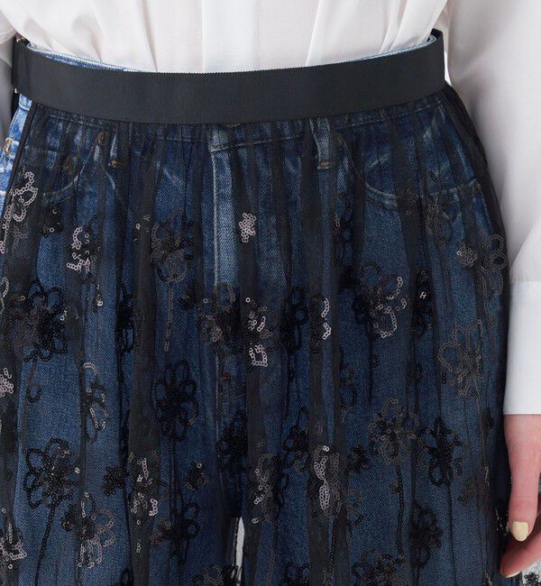 MACPHEE「メッシュスパンコール ラップスカート」|スカート|