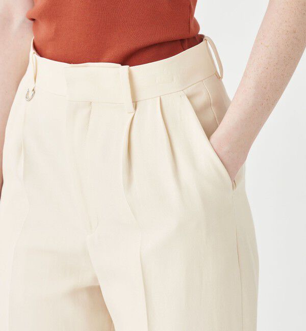MACPHEE「コットンアセテートツイル タックフレアパンツ」|スラックス|