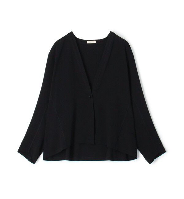 DES PRES「ジャージーライクジョーゼット カラーレスジャケット」|ノーカラージャケット|19 ブラック