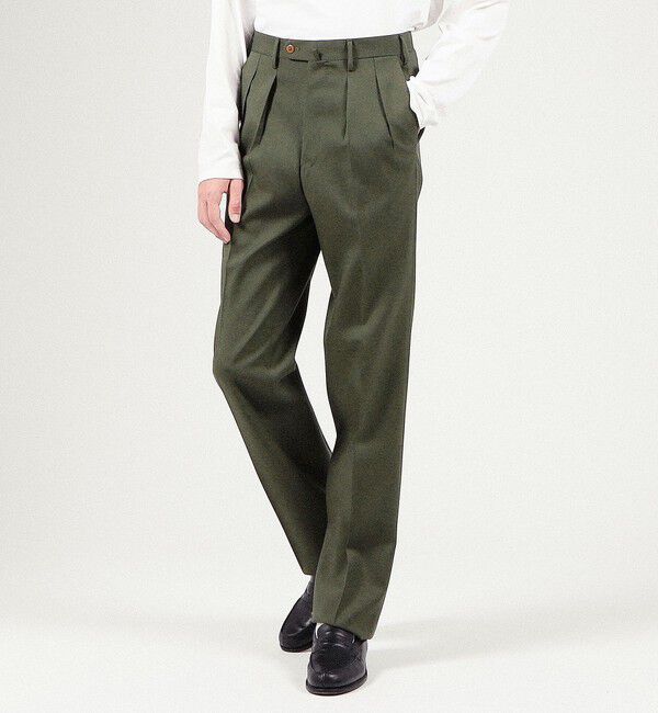 TOMORROWLAND MENS「ペーパーウール イン2プリーツストレートスラックス」|スラックス|