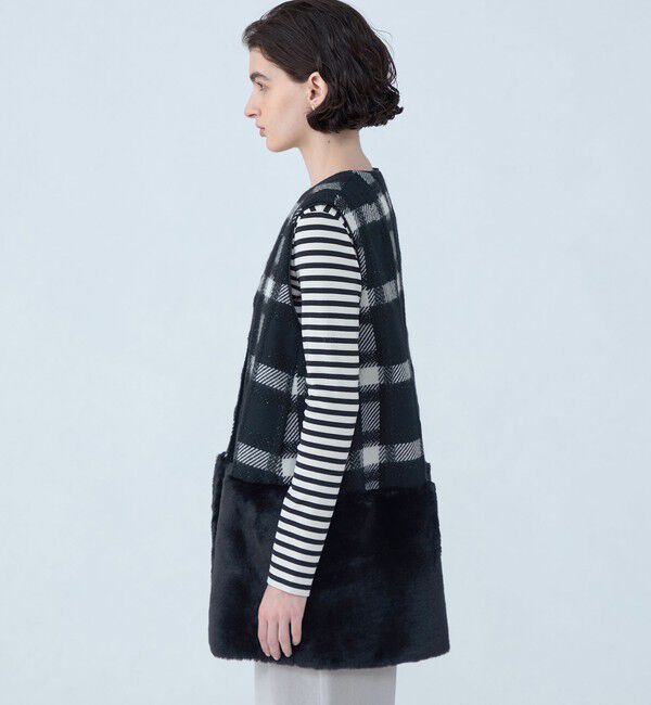 TOMORROWLAND collection「オーロラペーンチェック ファーコンビジレ」|ダウンベスト・ベスト|