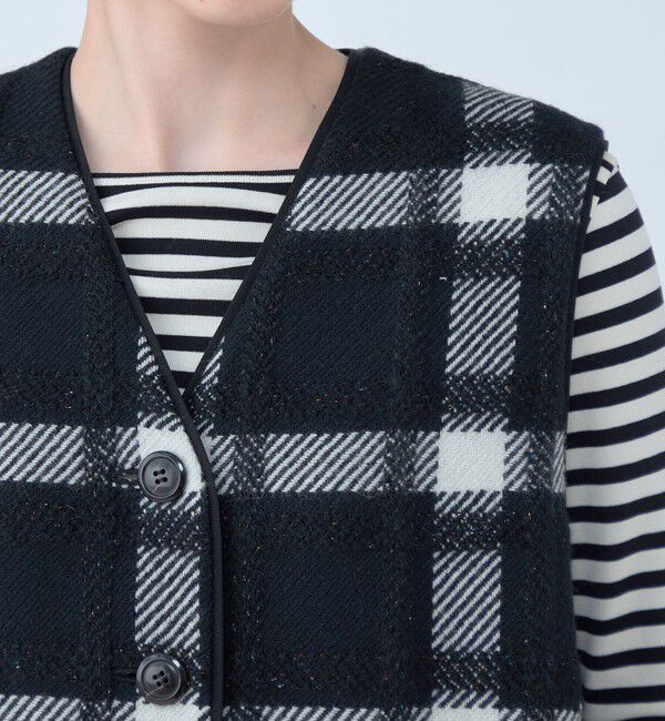 TOMORROWLAND collection「オーロラペーンチェック ファーコンビジレ」|ダウンベスト・ベスト|