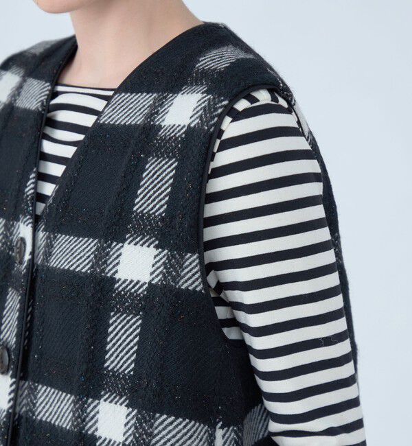 TOMORROWLAND collection「オーロラペーンチェック ファーコンビジレ」|ダウンベスト・ベスト|