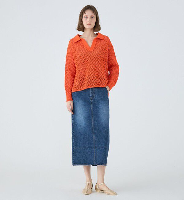 MACPHEE「メッシュコットン スキッパープルオーバー」|ニット・セーター|