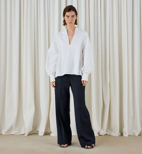 DES PRES「コットンストレッチポプリン ボリュームスリーブブラウス」|シャツ・ブラウス|