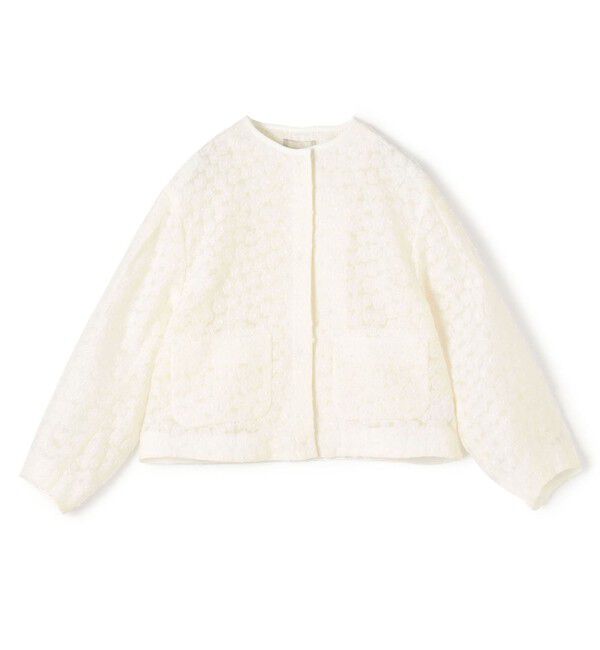 Ballsey「アリッサムカットジャカード クルーネックジャケット」|ノーカラージャケット|11 ホワイト