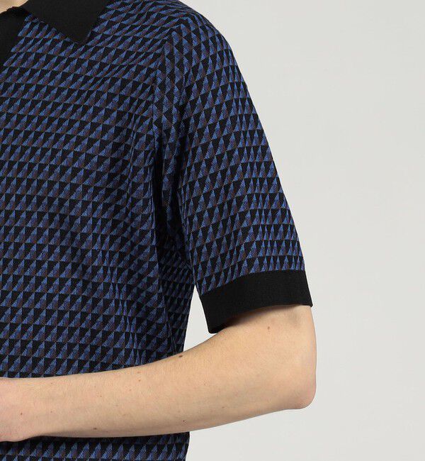 TOMORROWLAND MENS「コットンリネンナイロン ジオメトリック ハーフスリーブ プルオーバーニット」|ニット・セーター|