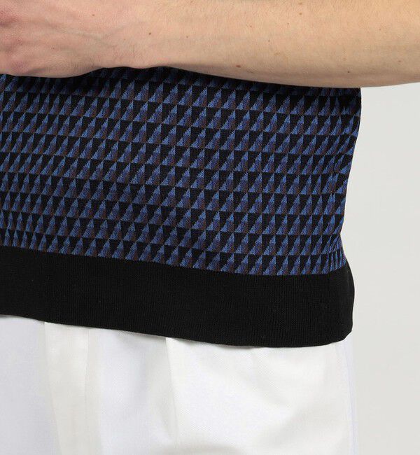 TOMORROWLAND MENS「コットンリネンナイロン ジオメトリック ハーフスリーブ プルオーバーニット」|ニット・セーター|