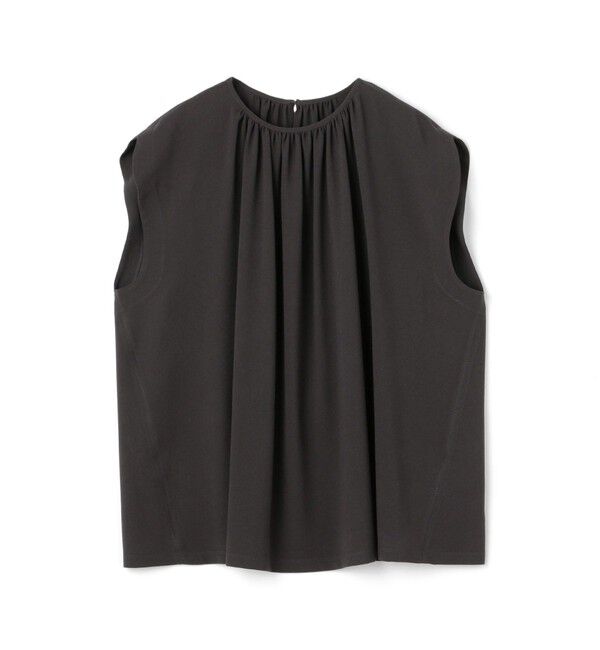 DES PRES「ジャージーライクジョーゼット ギャザーネックブラウス」|シャツ・ブラウス|17 チャコールグレー