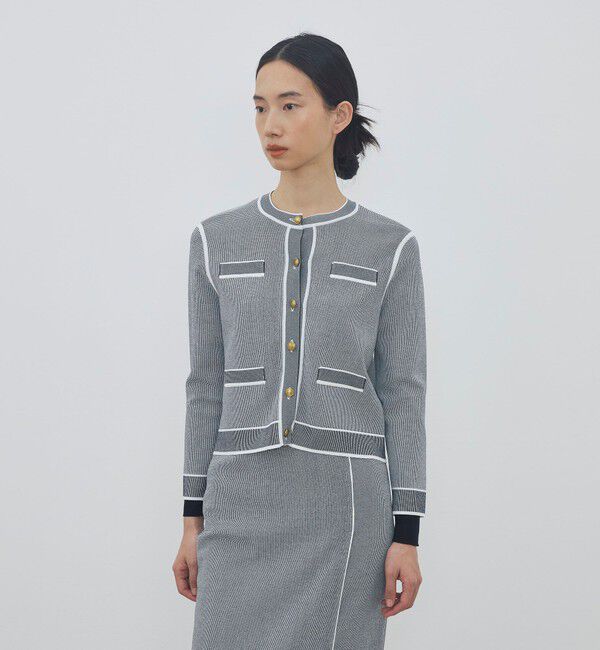 DES PRES「ストレッチダブルジャカード パイピングクルーネックカーディガン」|カーディガン|