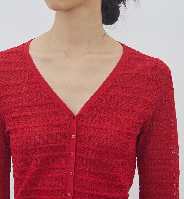 DES PRES「コットンポリエステルアセテートリブ Vネックカーディガン」|カーディガン|