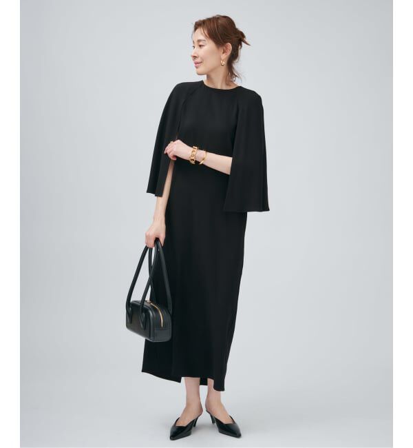 VERMEIL par iena「ACEPOLYバックサテンケープ風ワンピース」|ワンピース|